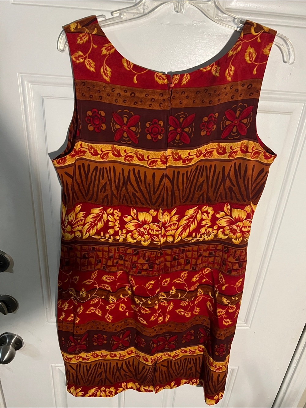 Sag Harbor Red, Brown and Yellow Floral-Striped Sleeveless Mini Dress - Picture 6 of 6